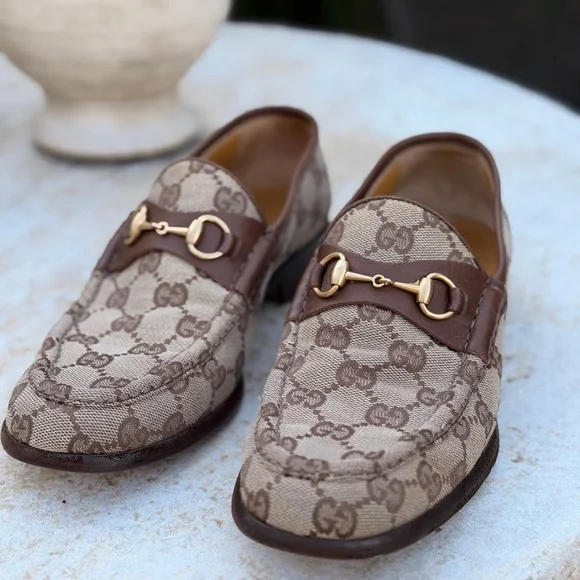 Gucci Jordaan Vintage Monogram Loafers 37.5 - Picture 2 of 6